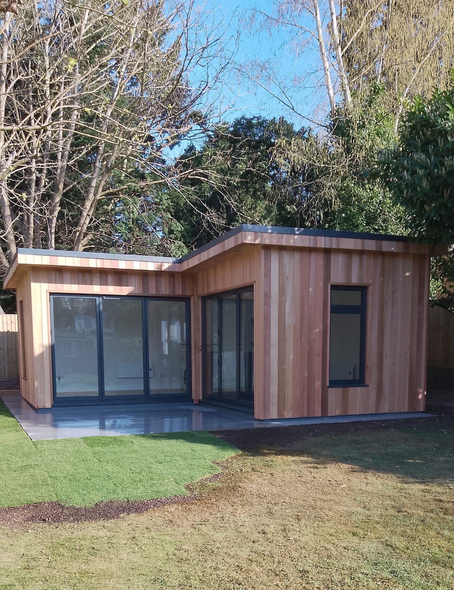 Cedar-clad home gym garden room
